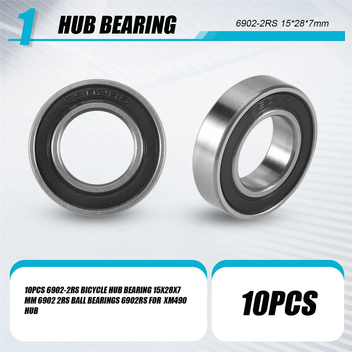 GZMO 10PCS 6902-2RS Bicycle Hub Bearing 15X28X7 mm 6902 2RS Ball Bearings 6902RS for KOOZER XM490 Hub