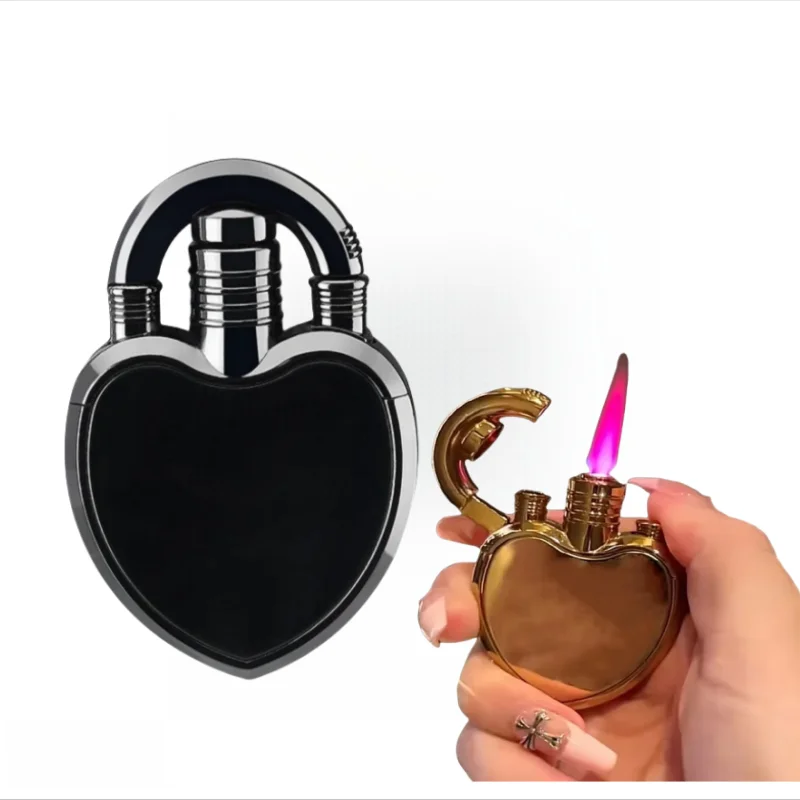 

Metal Love Inflatable Lighter Windproof Powder Spray Flame Portable Butane Portable Lighter Cute Smoking Gift for Women