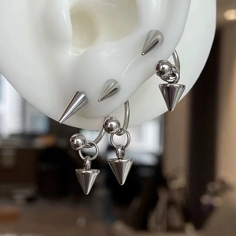 Detachable Stainless Steel Curved Barbell Threaded Spike Eyebrow Cartilage Piercing Earrings for Women Y2K Party Jewelry Gifts