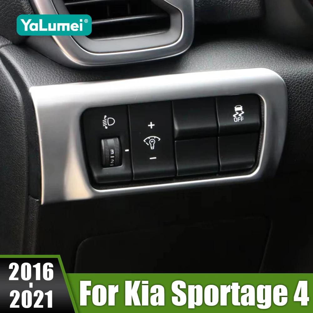 

For Kia Sportage 4 2016 2017 2018 2019 2020 2021 ABS Car Headlight Head Lamp Switch Sequin Adjustment Decoration Cover Trim