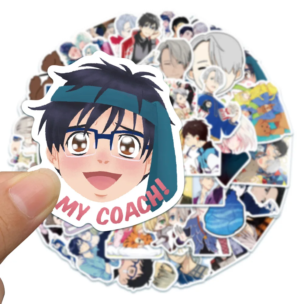 50PCS Japanese Figure Skating Animations YURI!!! on ICE Ice Yuri's Skateboarding iPad Decorative Stickers view 4