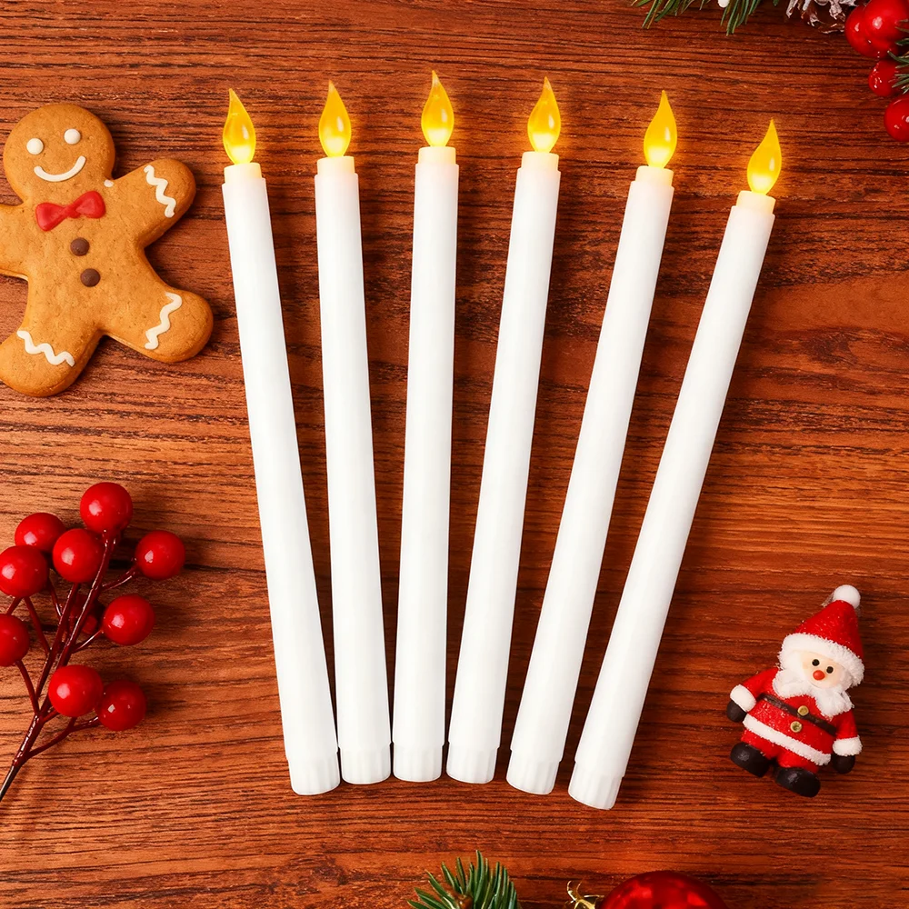 6pcs Flameless Flashing Long Candles Lights, LED Taper Candle Lights Battery Operated Window Candles LED Taper
