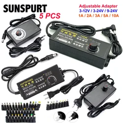 Universal AC to DC Adjustable Adapter 3V-12V 9V-24V 12V-24V 5A 10A with Display Display, Voltage Regulated, Adaptive Power Suppl