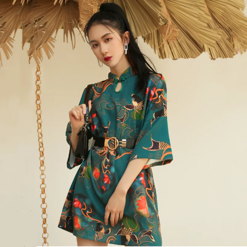 2024 New Chinese Traditional Dress Y2K High Street Women Improved Qipao Chinese Loose Cheongsams ципао 치파오 Vestidos Para Mujer