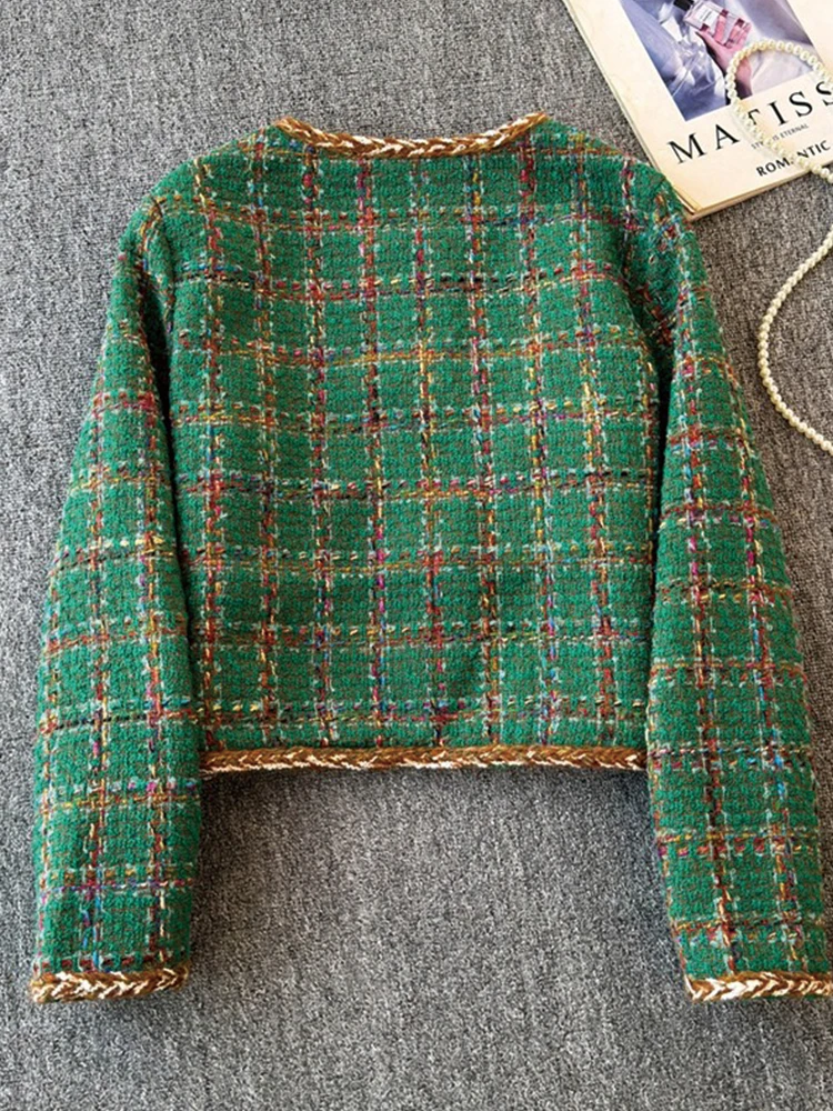 Tweed short jacket popular top for spring autumn 2025 new style small fragrance ladies plaid high-end temperament coat