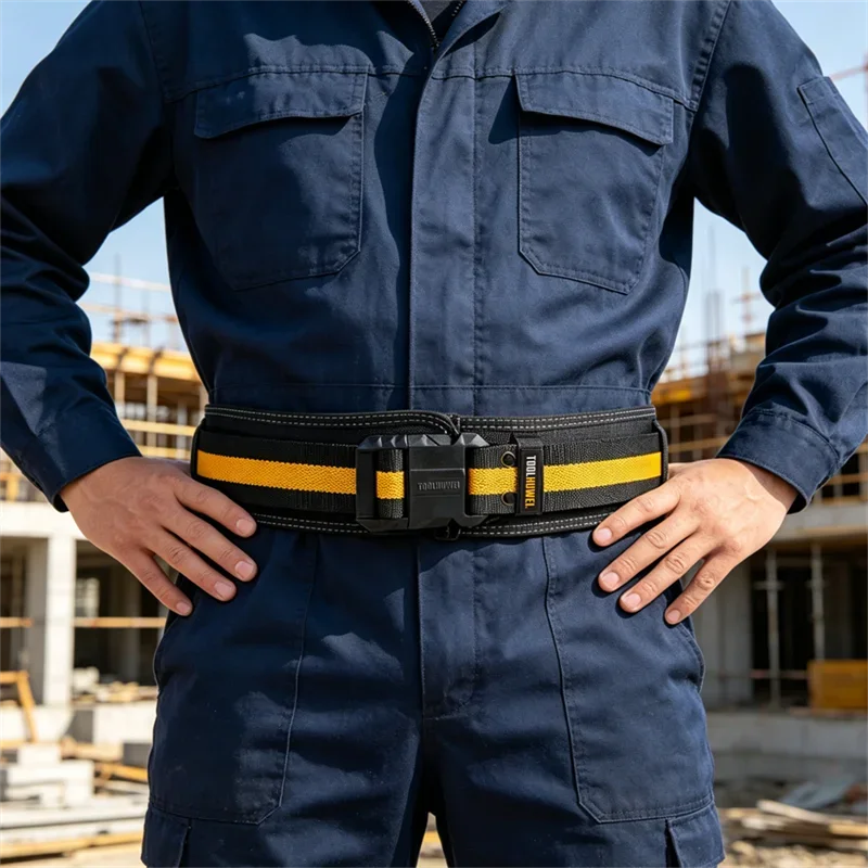 TOOLHUWEI Hochleistungs-Arbeitsgürtel, Verdickter Premium-Oxford-Stoff-Bauarbeitergürtel, Leichter Arbeitsgürtel mit Verstellbarer Schnalle – Detail 3