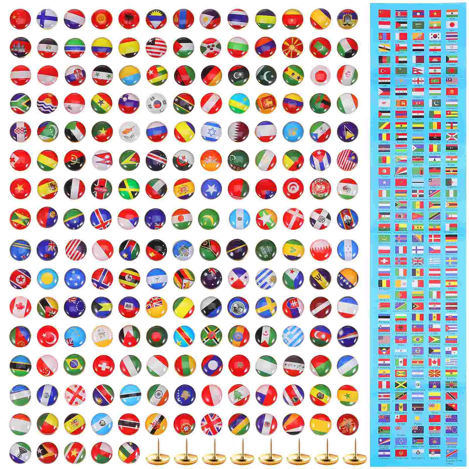 

200 Pcs Flag Pushpin Map Pins National Country Thumb Tacks For Cork Board Creative Thumbtacks