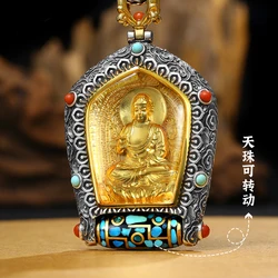 QN Silver Color The Guardian God of The Ten Thousand Buddhas Chaozong Turns The Tianzhu Thangka Pendant Fashion Jewelry
