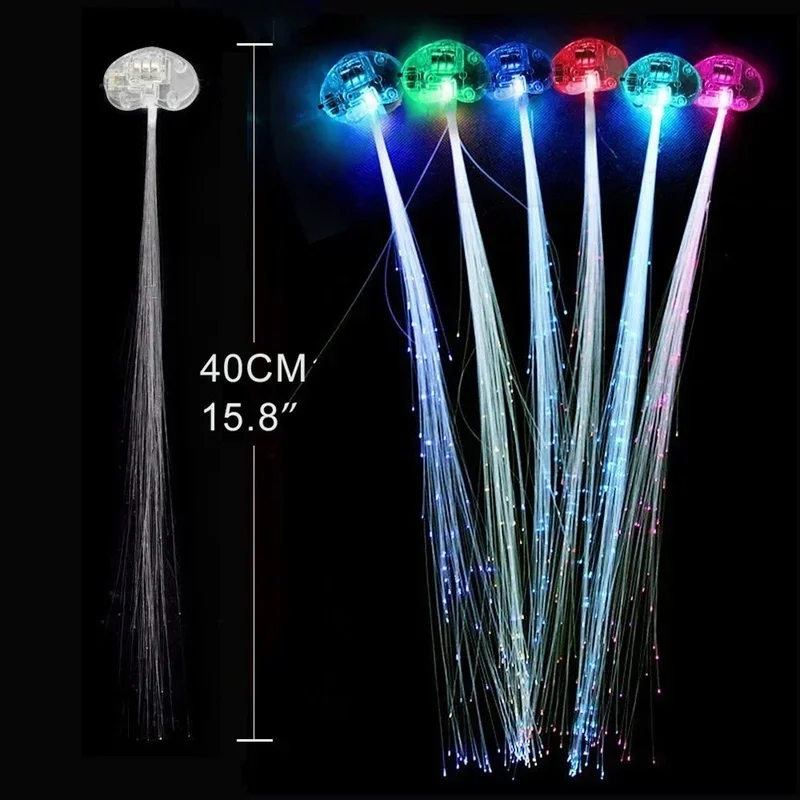 2pcs/Set LED Fiber Optic Glow Multicolor Hair Clips LED Hair Lights Christmas Decoration Neon Party