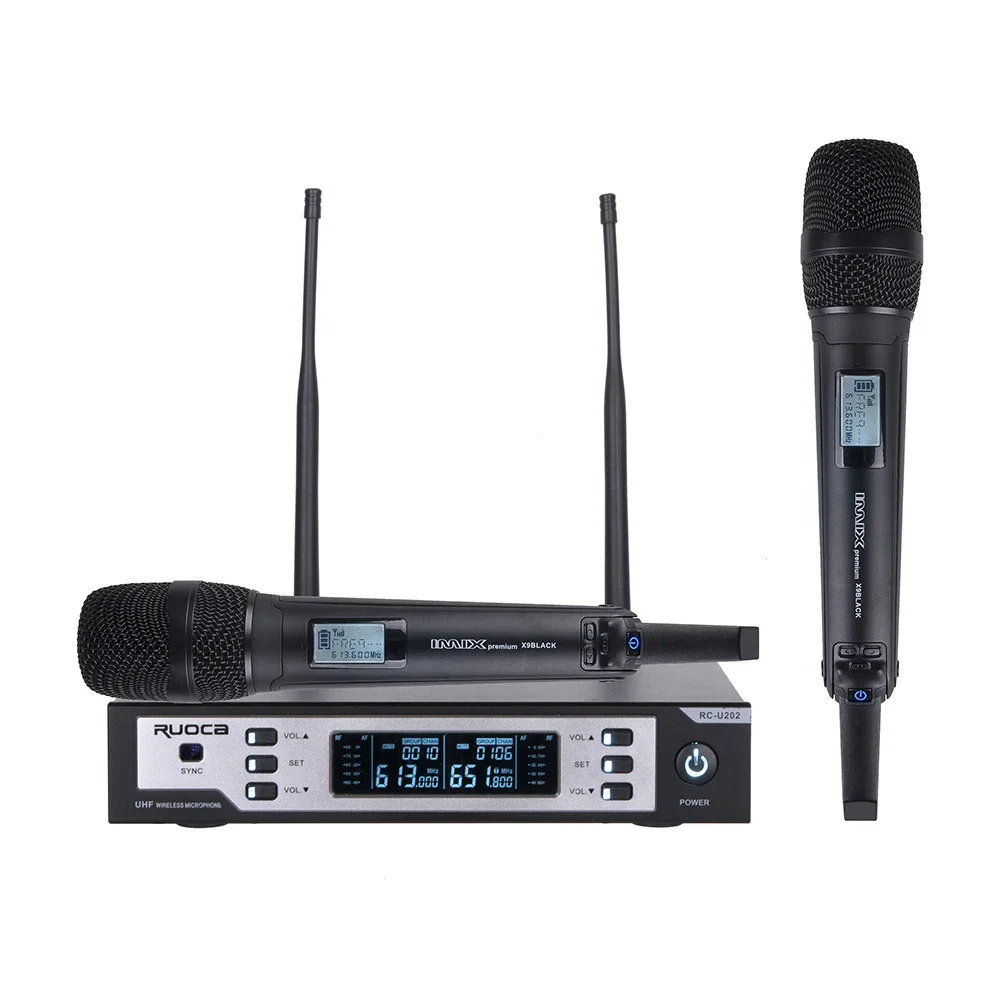 Amazon Hot Sale Professional Dual Channel UHF Wireless Mic Karaoke Microphone