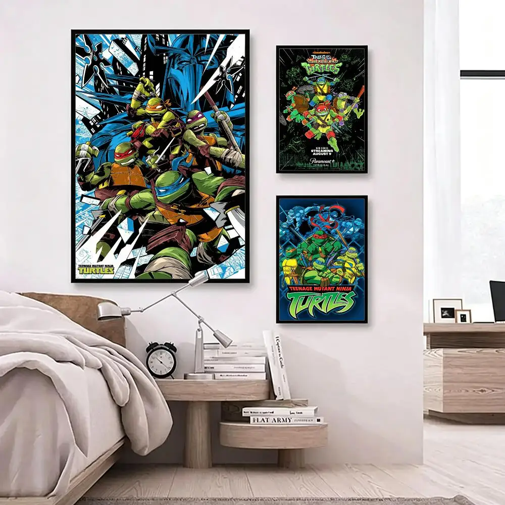 anime Teenage Mutant Ninja Turtles Poster Poster HD Waterproof Self-adhesive Art Print Wall Decor for Bedroom Living Room Gift