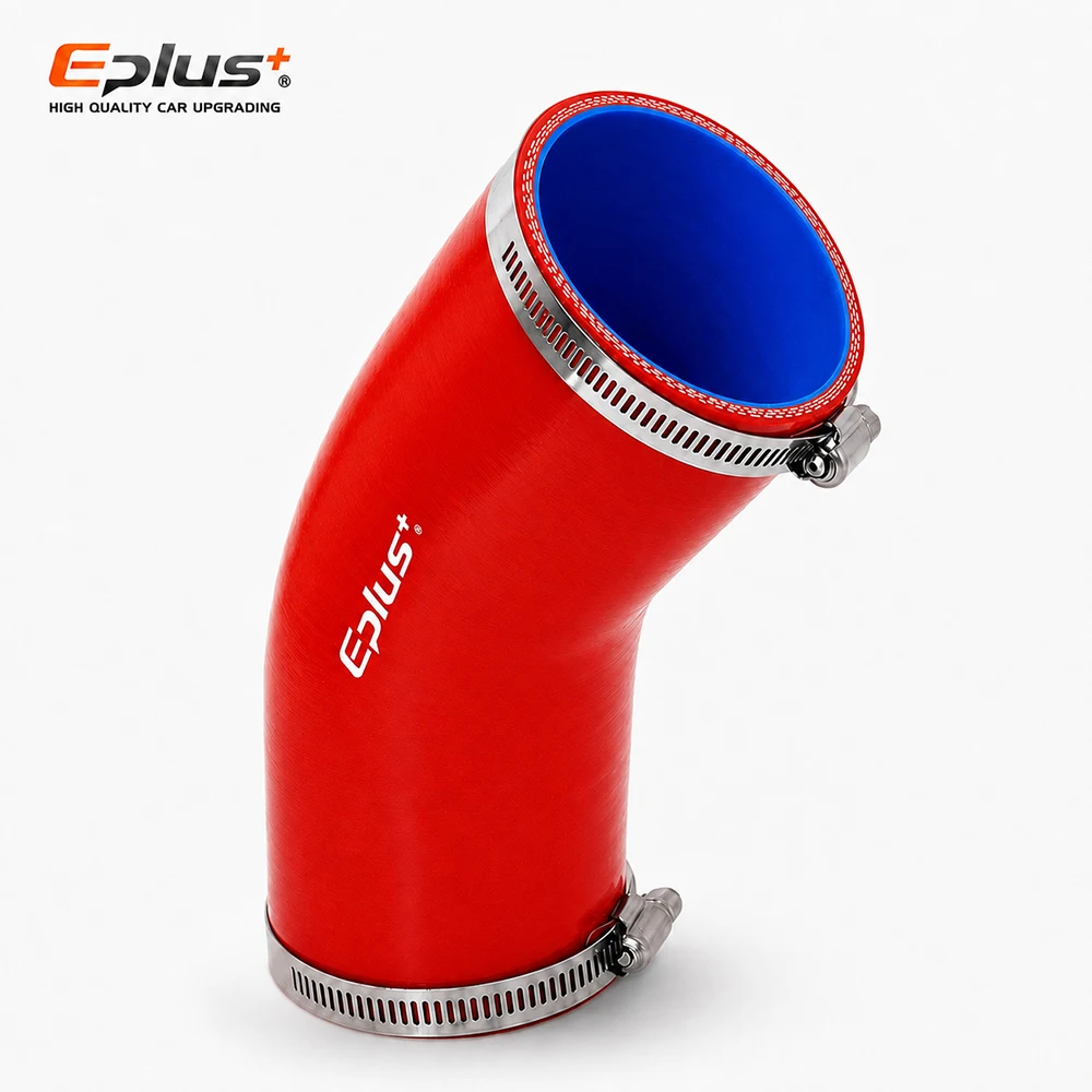 EPLUS Red Silicone Tubing 45 Degrees Hose Coupler Universal Car Air Intake Intercooler Turbo Pipe Adapter Silica Gel Connector