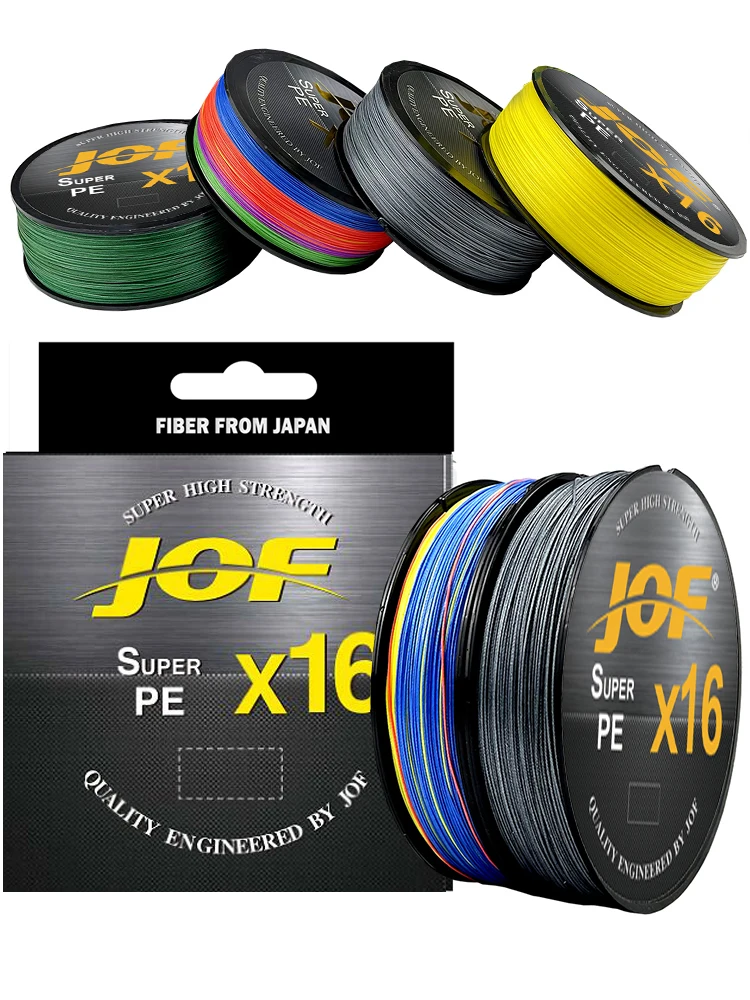 JOF X16 Braided Fishing Line Carp Fishing Wire 16 Strands PE 25-161LBS Multifilament 300/500M Super Strong 0.16mm-0.7mm Pesca