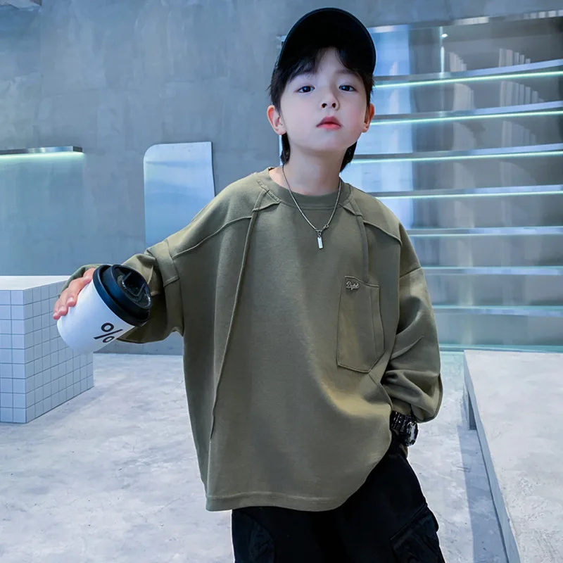 Teen Boys Sweatshirts Children Pullover Cotton Long Sleeve Korean Clothes Spring Fall Casual Sweatshirts Tops 8 10 12 14Years