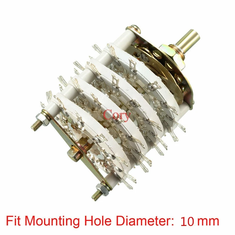 1Pc 4 Deck Band Channel Rotary Switch Selector 4P6T 4P7T 4P8T 4P10T 4P11T 8P5T 10MM Mounting Hole KCZ KCT