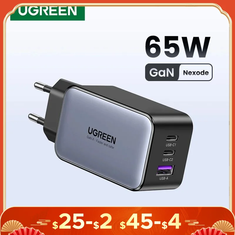 UGREEN 65W GaN Charger USB Fast Charger QC 4.0 PD3.0 For iPhone 13 12 Samsung Huawei Xiaomi Phone Charger type c Quick Charger