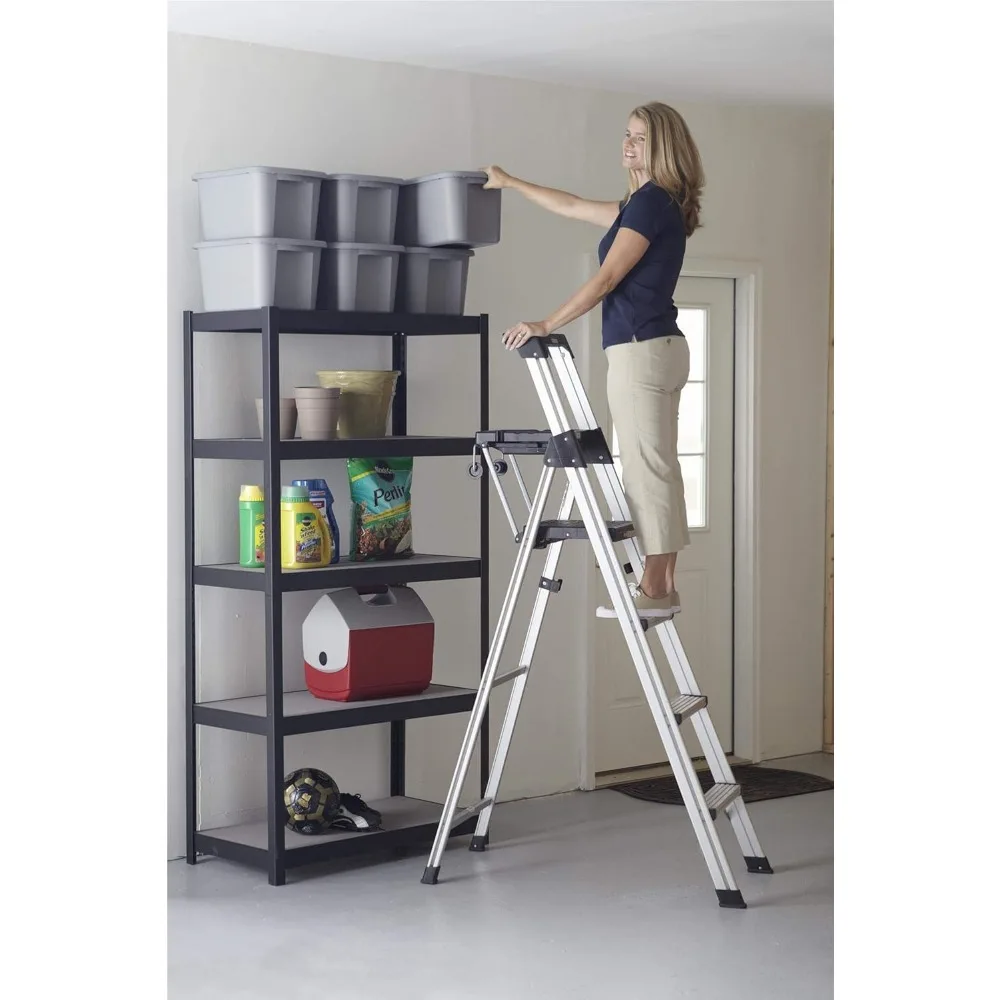 6-foot  Aluminum Folding Step Ladder,Lightweight ,300 lb. Capacity,Large Platform Step with Slip-Resistant Tread