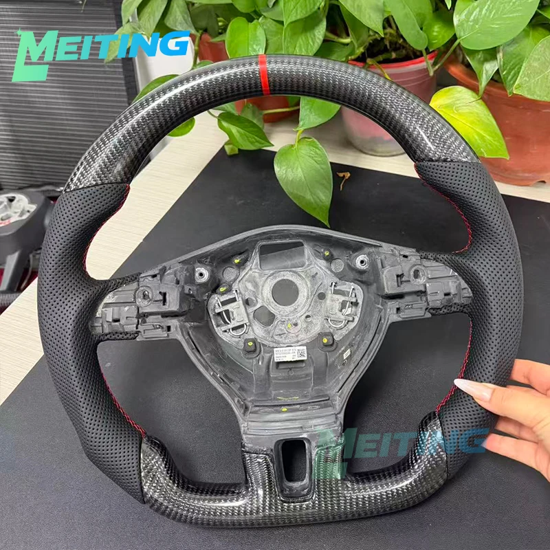 Modified car steering wheel suitable for Volkswagen CC, Passat, Golf 6 without paddle shifters carbon fiber material