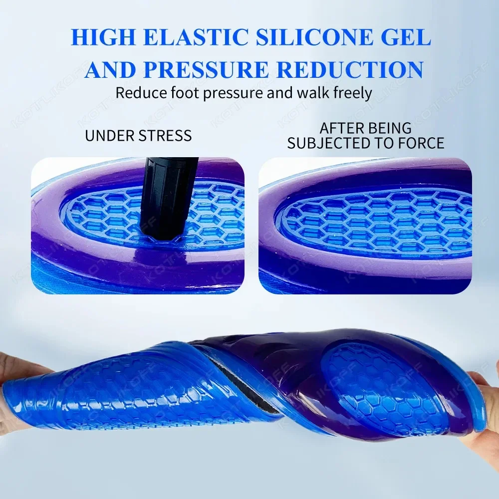 Silicone Gel Insoles For Shoes Soft Shock Absorption Sport Shoes Sole Anti-slip Template For Man Women Foot Care Inserts