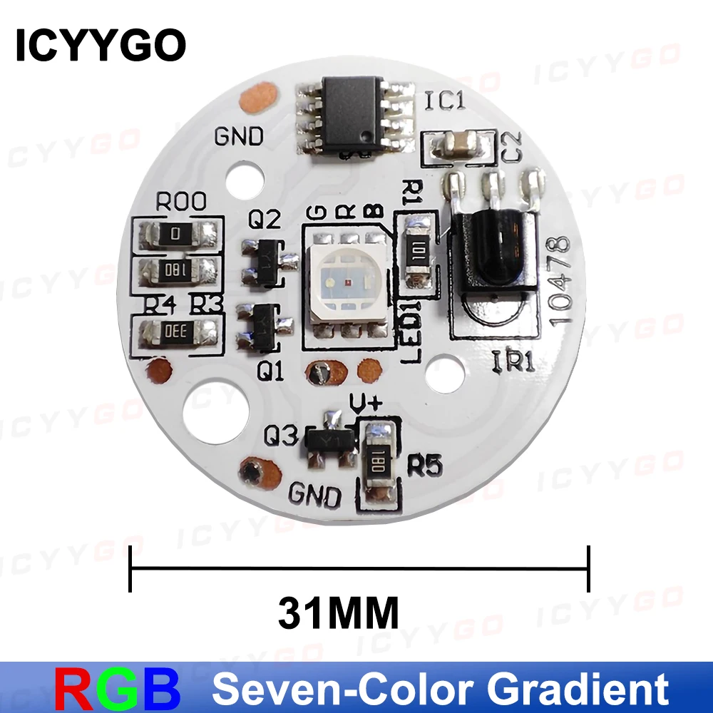 Placa de lámpara RGB colorida de bajo voltaje, 1 piezas, alto brillo, 5V, haya, lámpara para pecera, Control remoto, tablero de fuente de luz Led, 31MM