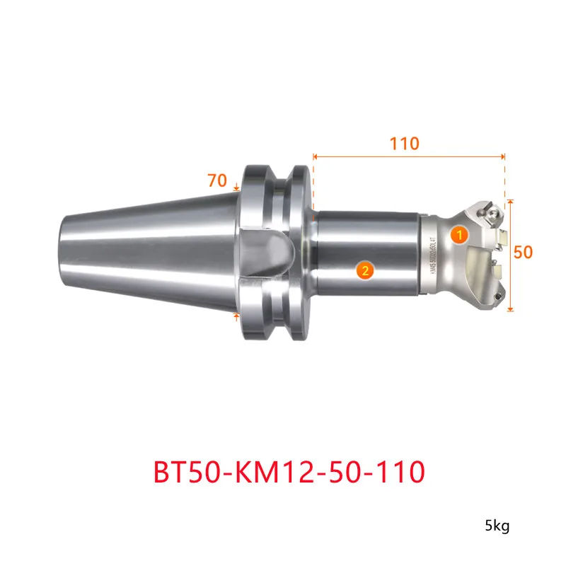 Face end mill BT50-KM12-50-110 shoulder milling cutter Stainless steel body Tool holder set CNC Milling New