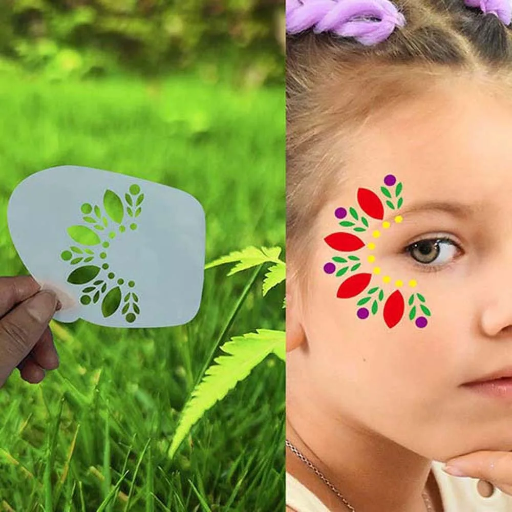 แม่แบบเพ้นท์หน้าแบบใช้ซ้ำได้ ลายฉลุเพ้นท์มือ ศิลปะบนร่างกาย ใช้งานง่าย หลายลาย สำหรับแต่งหน้า DIY อุปกรณ์เพ้นท์