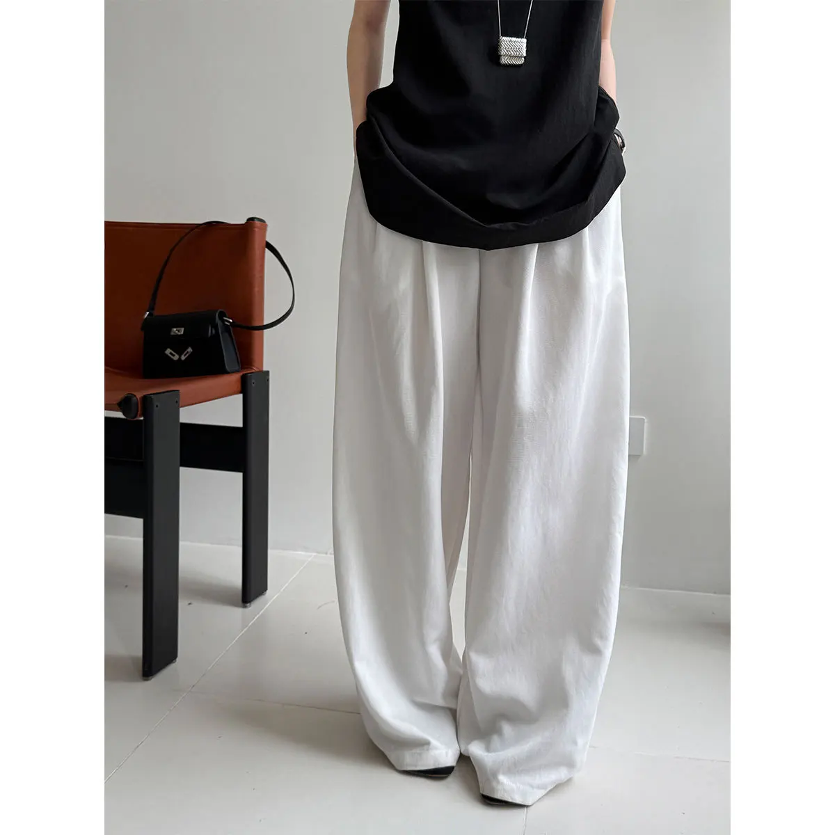 

Women Wide Leg Pants Solid Straight Trousers High Waist Full Lenth Zipper Slight Strech Loose Casual Office Lady 2026 Summer