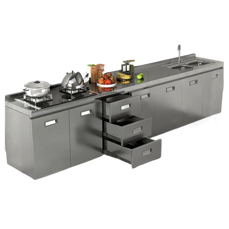 Household integrated stainless steel kitchen cabinet kitchen stove cabinet with sink （Please inquire for shipping costs）