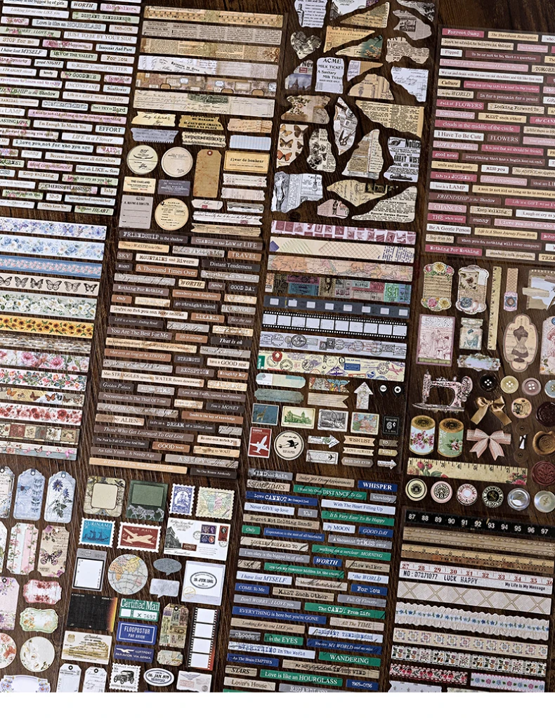 3 Stück große Vintage-Aufkleber aus geflochtenem Papier, dekoratives Scrapbooking-Tagebuch, Album, handgefertigtes Junk-Tagebuchzubehör – Detail 9