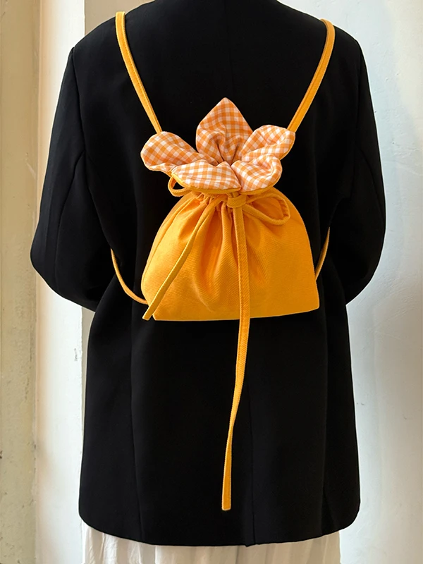 

Korean Style Niche Cute Yellow Small Flower Bag for Women 2025 New Commuting Backpack Versatile Handheld Bucket Bags