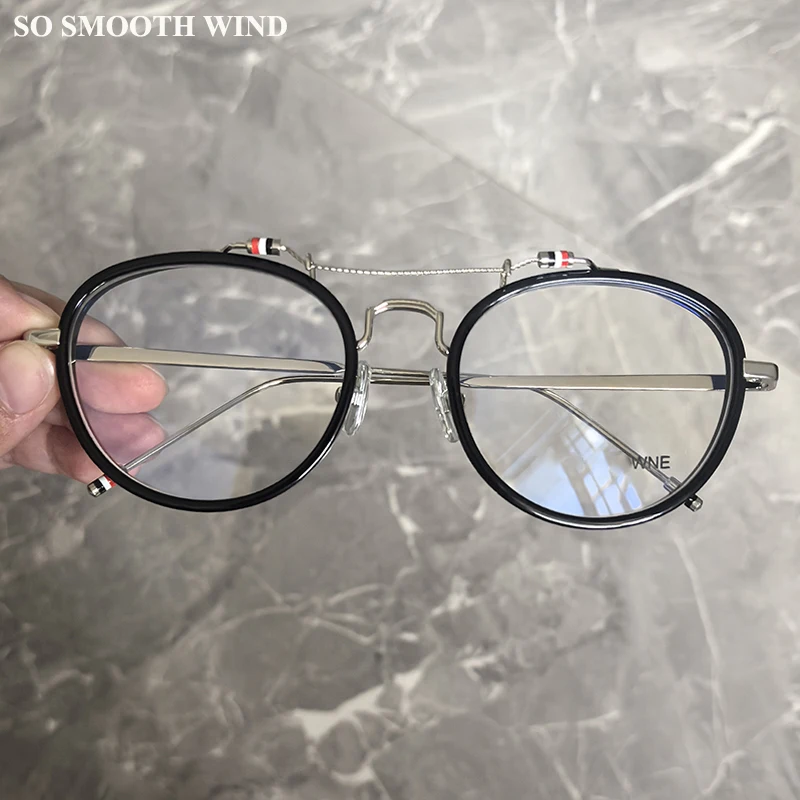 

New York Brand Big Face Glasses Frame Alloy Men Round Double-Beam Eyeglasses Women Fashionable Spectacles Pilot Eyewear TBS815