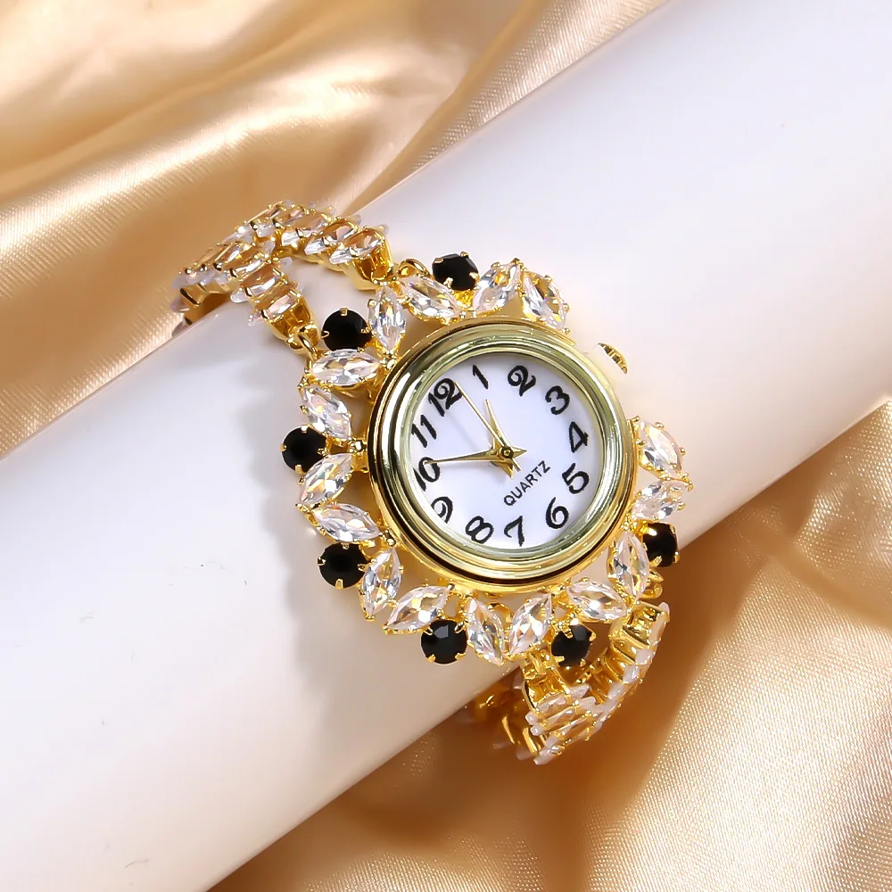 جديد أزياء المرأة كوارتز ساعة فاخرة حجر الراين مجوهرات سبيكة السيدات الإسورة ساعات يد أنيقة الإناث ساعة reloj mujer
