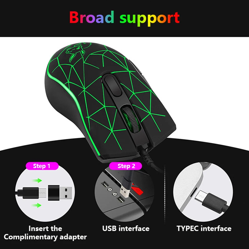 Uالتايلاندية HMO-22 جديد مضيئة السلكية ماوس نوع-C واجهة USB 2400 ديسيبل متوحد الخواص ل أبل هواوي دفتر اللوحي الهاتف