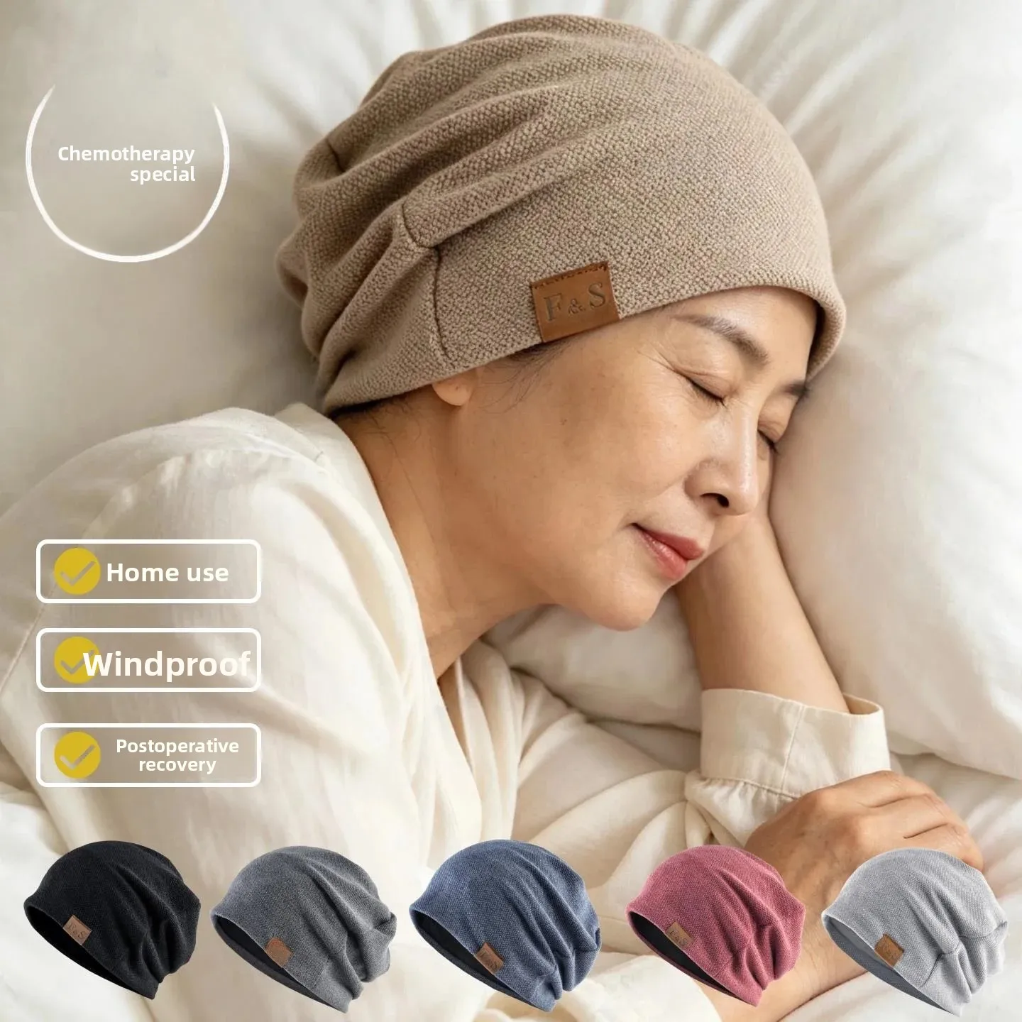 Chemotherapy Ladies Bald Cap Special Sleep Hat Air Conditioned Room Windproof Cap Brain Surgery Hair Loss Covering Hat