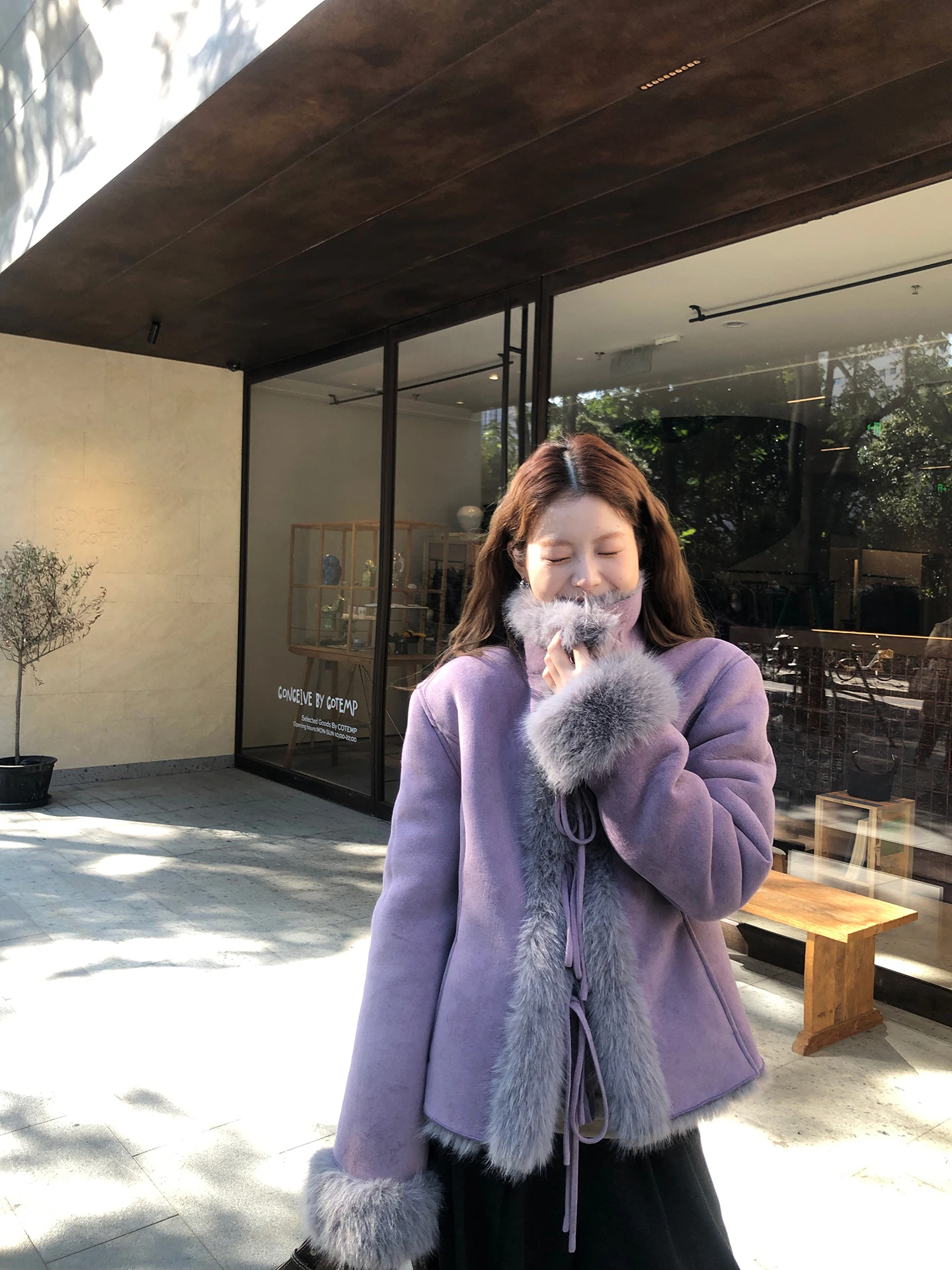 سترة نسائية شتوية من الجلد المدبوغ الأرجواني بأسلوب G، ملابس خارجية للتنقل اليومي، قصة مستقيمة بأكمام طويلة وطول عادي بلون ...