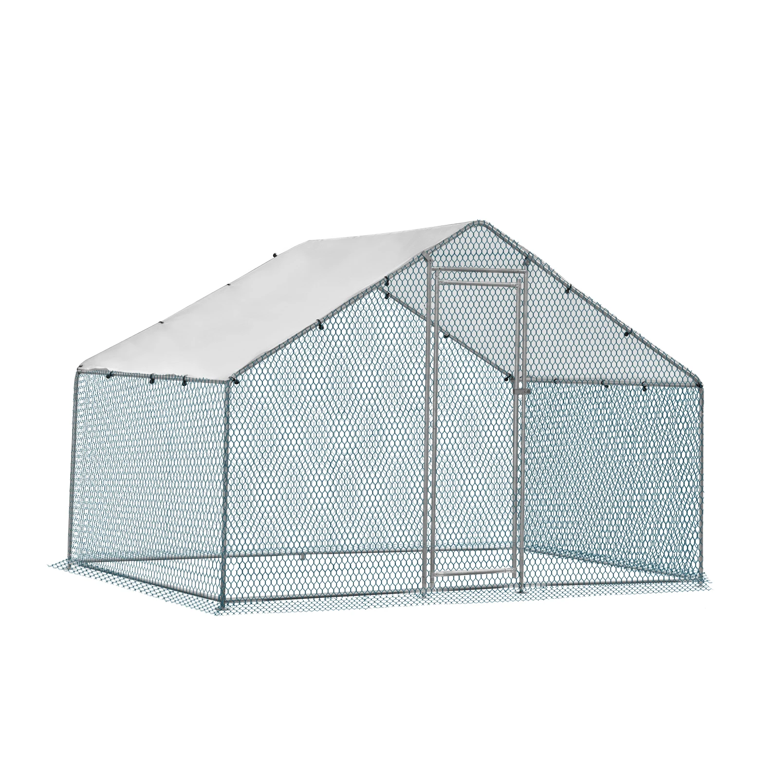 6.5 x 10 ft Large Metal Chicken Coop, Walk-in Poultry Cage Chicken Hen Run House with Waterproof Cover, Rabbits Cats Dogs Farm