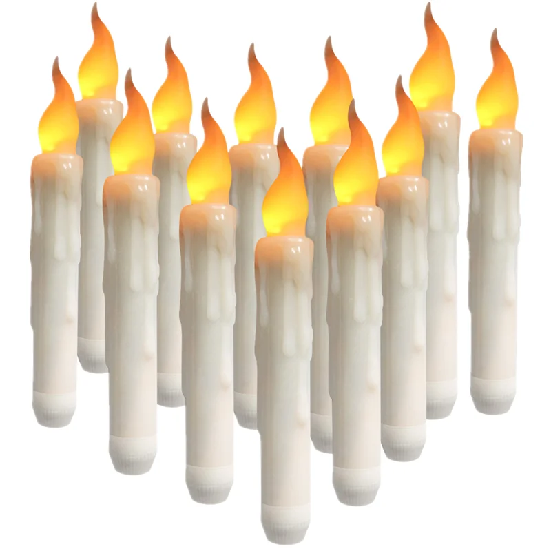 Pack of 24/12pc Flameless LED Candle Battery Operated Floating Taper Candles for Party Church Christmas Halloween Decoration ﻿