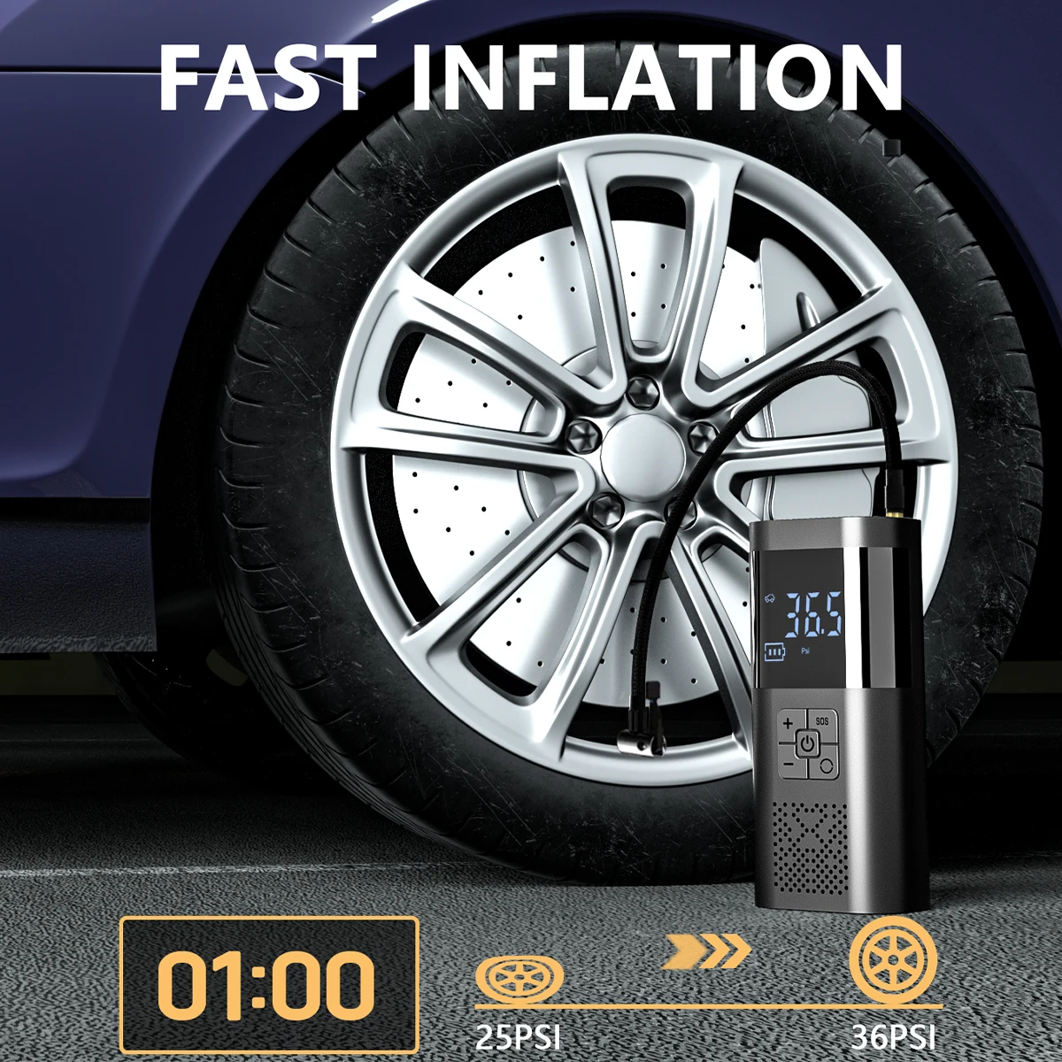 150psi Wireless Portable Air Pump Tire Inflator With Digital Display Electric Inflator Mini Motorcycle Bicycle Air Compressor