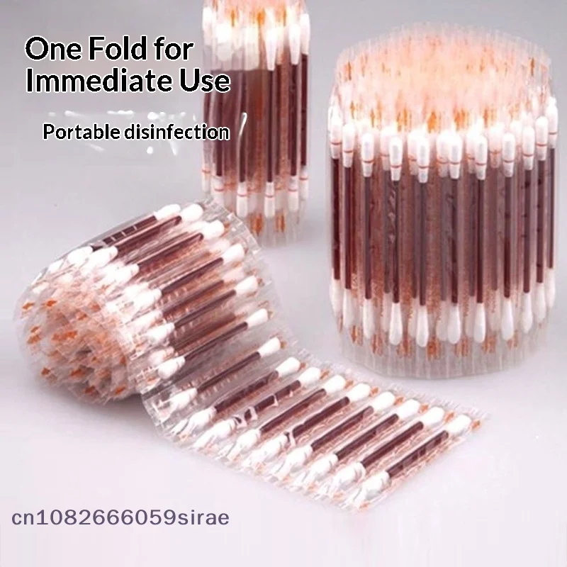 （CC44）50 Pcs Disposable Iodine Alcohol Cotton Swabs Single Pack Fast For Home Travel Outdoor Wound Care