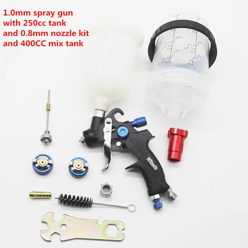 1.0MM Spray Gun and 0.8MM Nozzle Kit 400CC/250CC Tank Air Paint Gun With Paint Mixing Cup And Adapter Mini Spray Gun Airbrush