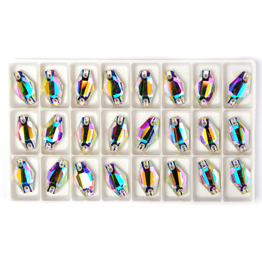 YANRUO 3261 AB Sechseckige Aufnähsteine Top DIY Cabochons Nähkristalle Strass Glasrhinestones für Trikot-Schmuckherstellung – Detail 2