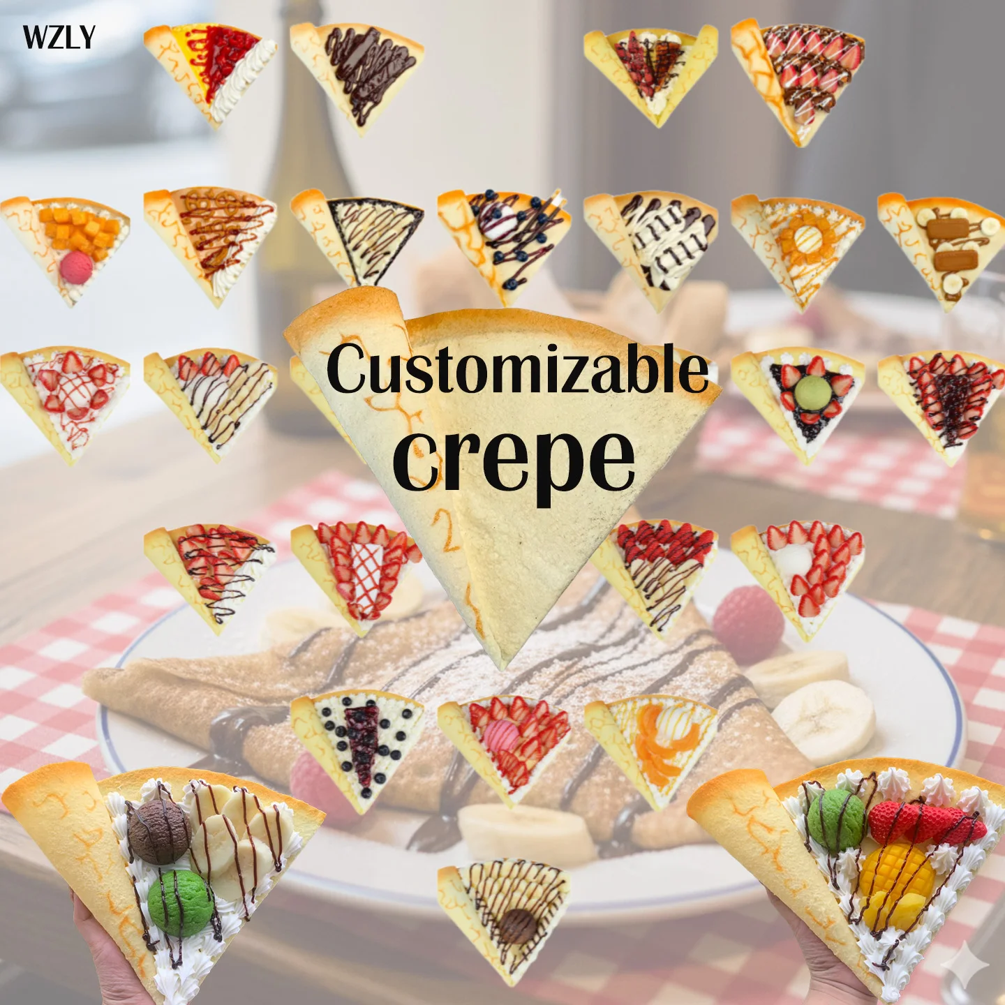 

Artificial crepe fake food model. Cute window decoration, party decor, room decoration.