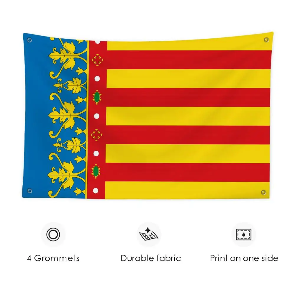 

Valencian Community Spain Flags 3x5 Ft Custom Banner For Garage Door Room Decor Wall Out Decoration With Metal Buckle