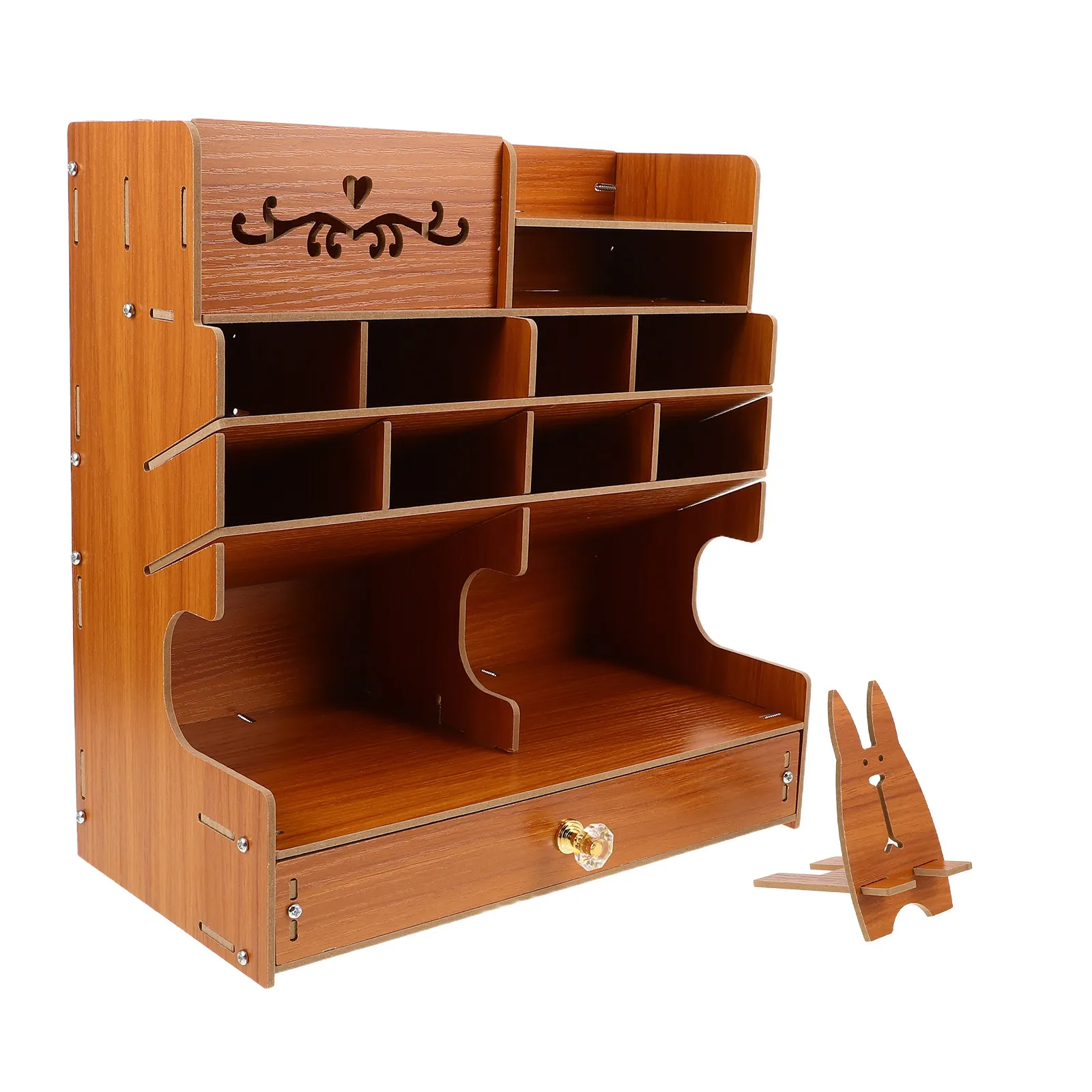 

Large Capacity Wooden Pen Holder with Multiple Compartments Stationery Storage Box Desk Organizer for Office Home Workspace