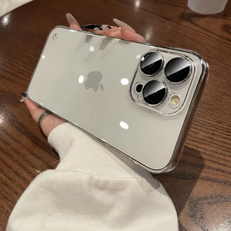 Luxuriöse, rahmenlose, transparente Hülle für iPhone 17, 16, 15, 14, 13, 12 Pro Max Plus, Glas-Kameraschutz, ultradünn, hart, PC – Detail 4