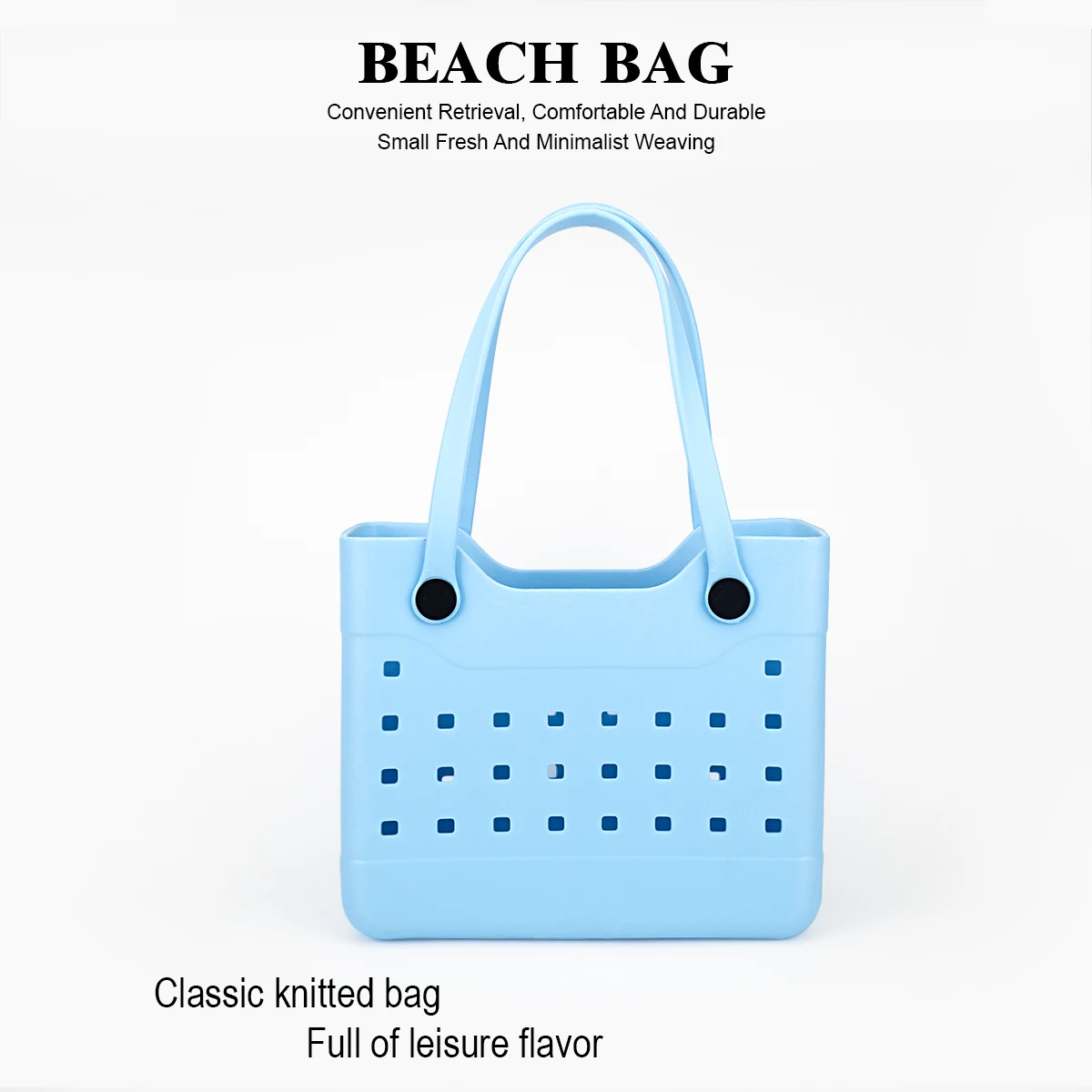 1-Piece Combo Set of Large Bag + Small Bag Eva Beach Bag, with Double-Sided Perforated Design in Different Arrangements, Open-Top Design That Doesn'T Close, Breathable, Suitable for More Usage Scenarios, Large Capacity Can Hold Mobile Phones, Books, Tablets, Etc