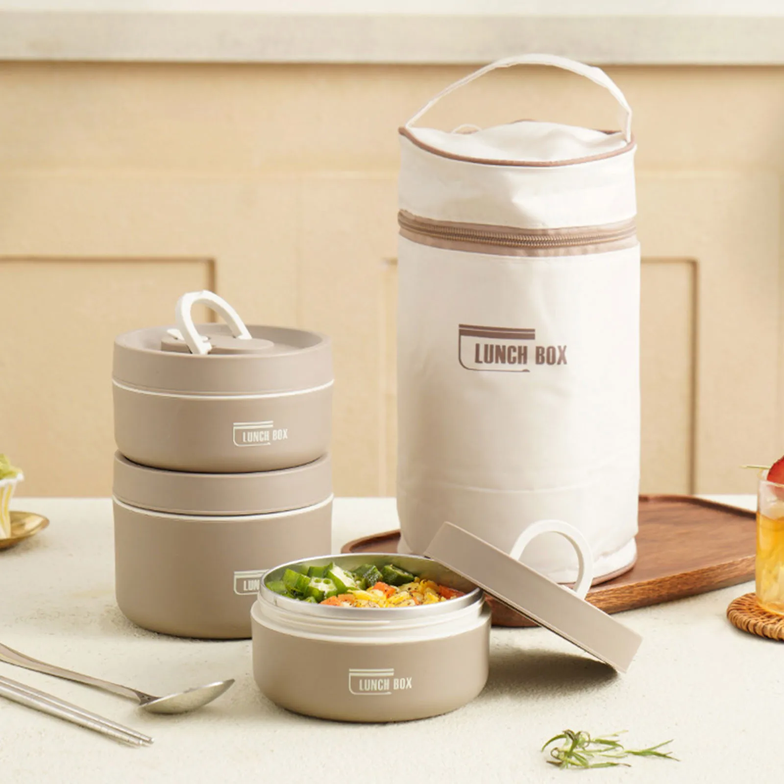 Thermal Lunch Box Stainless Steel Insulated Bento Box Portable Lunch Container Stackable Leakproof  Food Container - view 4