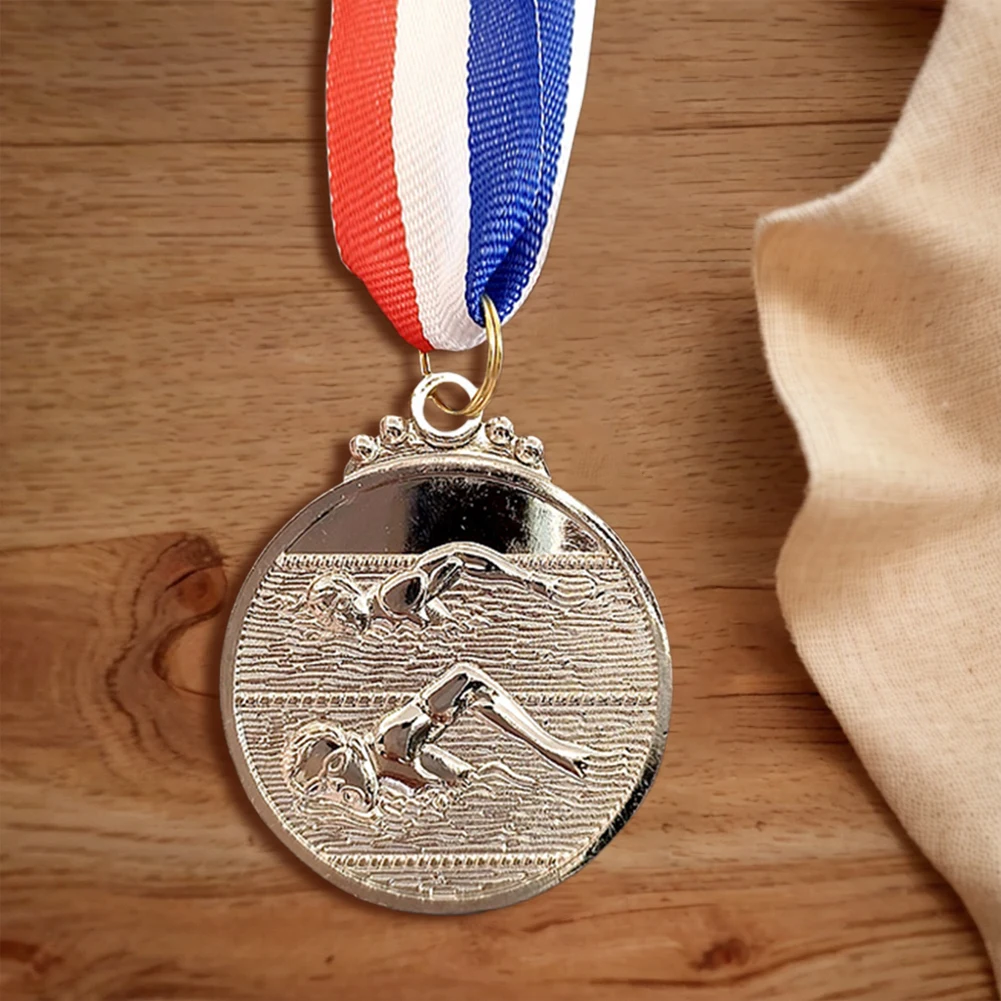5cm Swimming Medal Competition Awards with Neck Ribbon Metal Winner Medals 1st/2nd/3rd Place Medals for Sports Competition