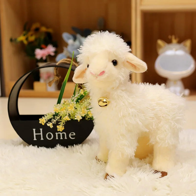 25cm 푹신한 벨 화이트 양 인형 플러시 장난감 풀밭 동물 베개 편안한 수면 동반자 선물