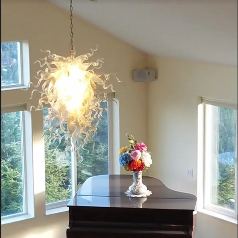 elegant foyer lighting pendant hand blown glass chandelier modern living room light charming lamps